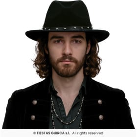 Sombrero Fieltro Negro Remaches Adulto 2