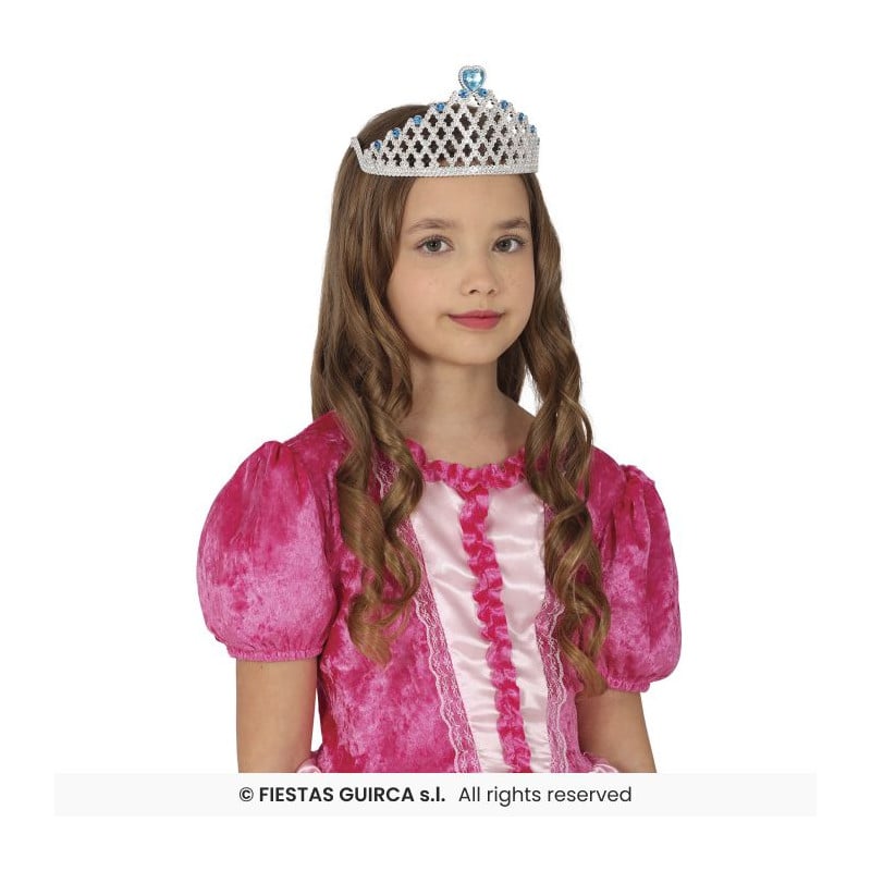 Diadema Plata Con Corazón Azul Infantil