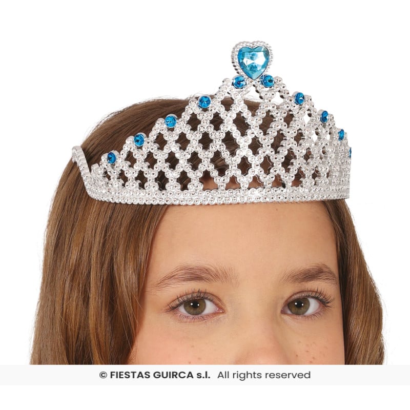 Diadema Plata Con Corazón Azul Infantil