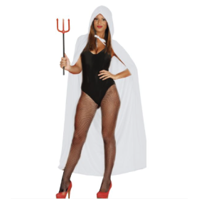 Capa Blanca Con Capucha Terciopelo 130 Cm 2