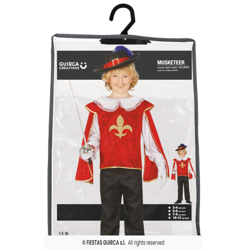 Disfraz Mosquetero Infantil Talla 3-4 Años