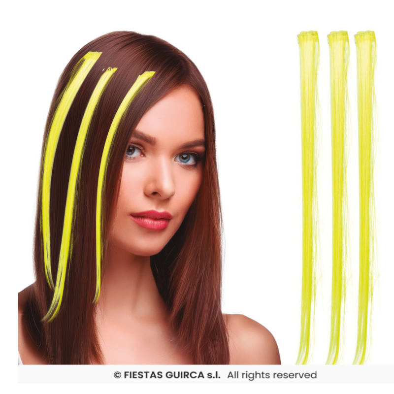 Mechones De Pelo Sintético Amarillos De Fiestas Guirca