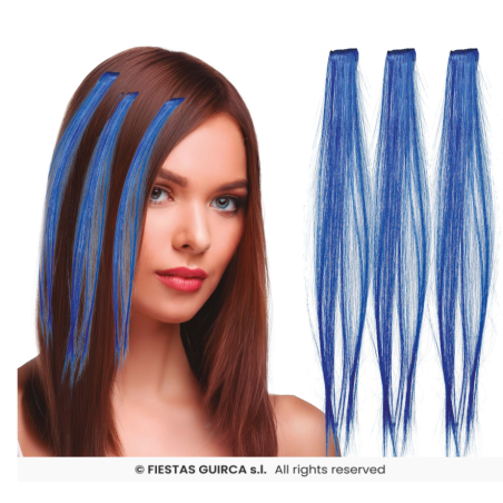 Mechones De Pelo Sintético Azules De Fiestas Guirca