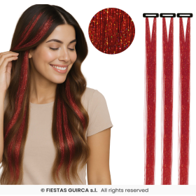 Mechones Brillantes De Pelo Sintético Rojo De Fiestas Guirca