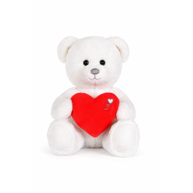 Peluche Oso Blanco Con Corazón 22 Cm De Peluches De Animales