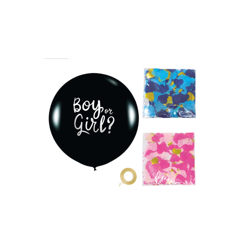 Globo 50 Cms Con Confetti Azul/Rosa