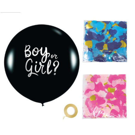 Globo 50 Cms Con Confetti Azul/Rosa