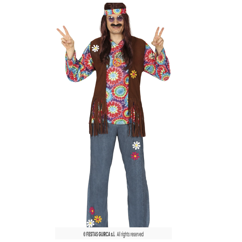 Disfraz Hippie Peace & Love Talla XL