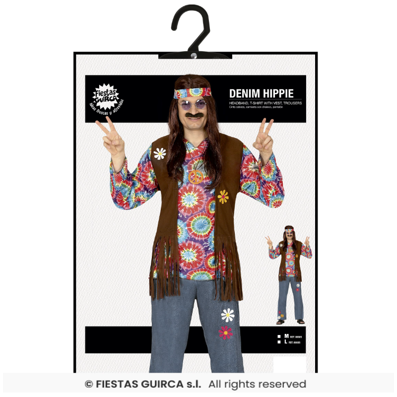 Disfraz Hippie Peace & Love Talla XL