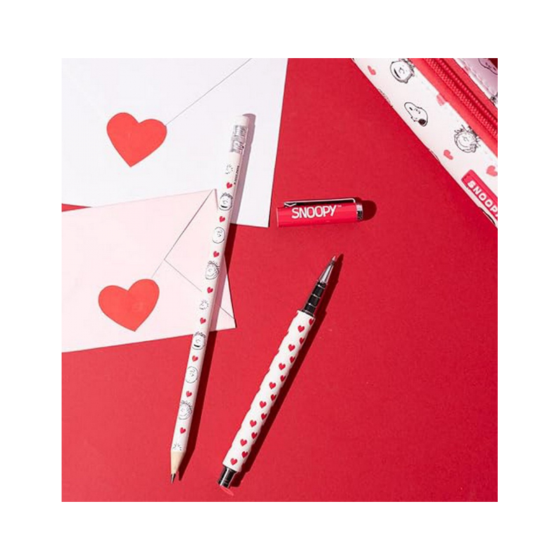Estuche Con Boli Y Lápiz Snoopy Love