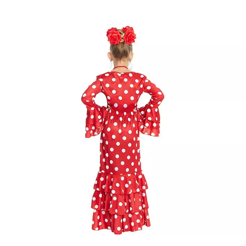 Vestido Sevillana Rojo Lunar Blanco 3-4 Años