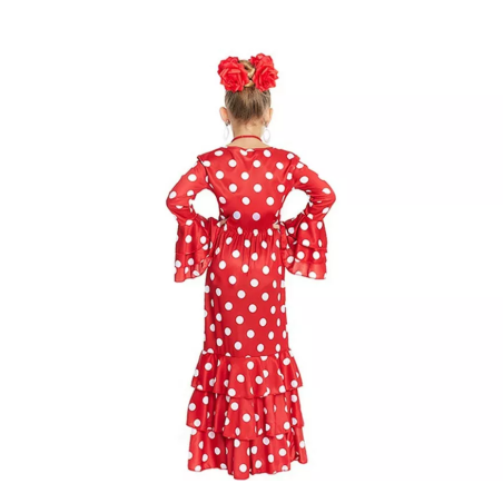 Vestido Sevillana Rojo Lunar Blanco 3-4 Años