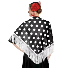 Mantón Lunares Blancos 150x60