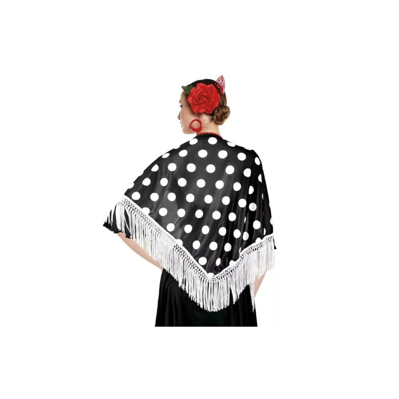 Mantón Lunares Blancos 150x60