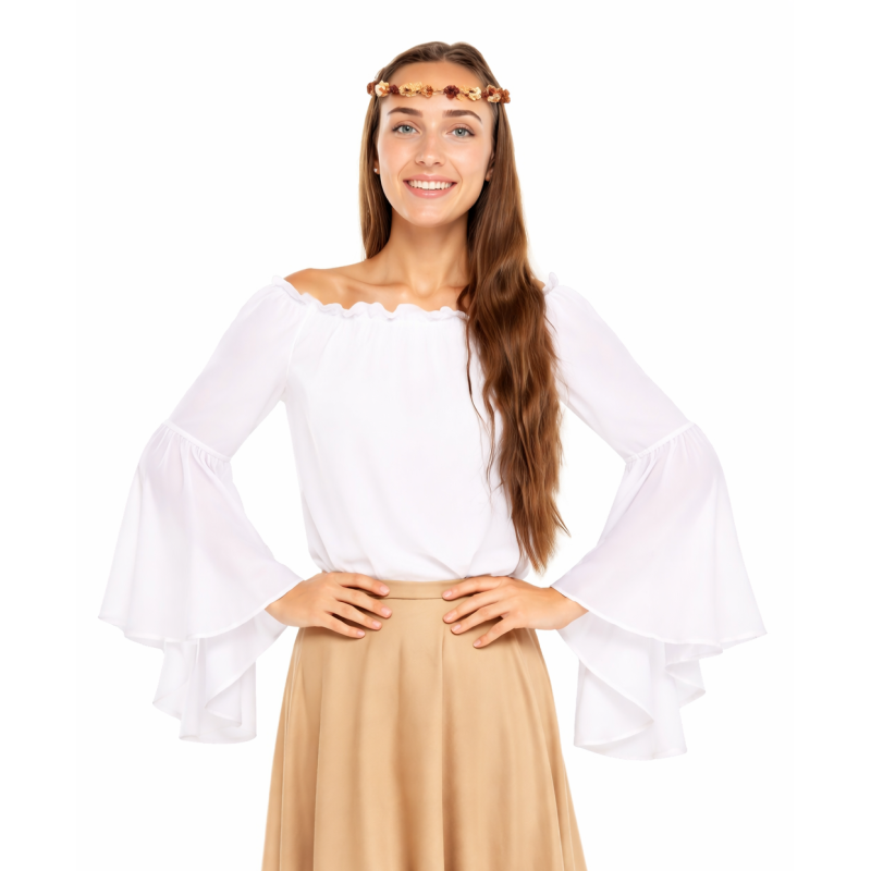 Blusa Medieval Mangas Con Volantes Talla M De Partilandia