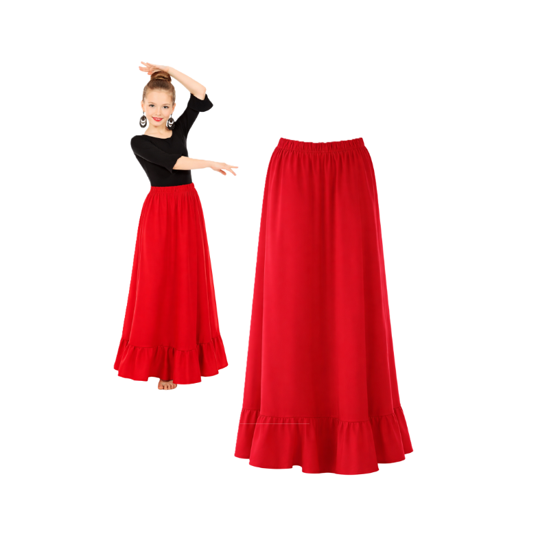 Falda Flamenca Roja Infantil Talla 4 Años De Partilandia