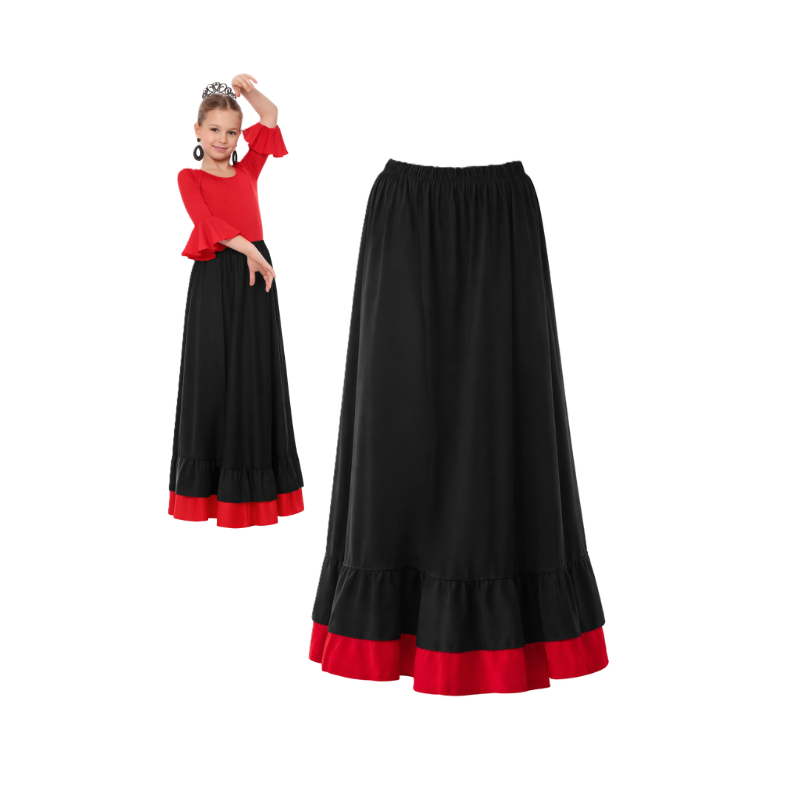 Falda Flamenca Doble Volante Infantil Talla 10 Años De Partilandia