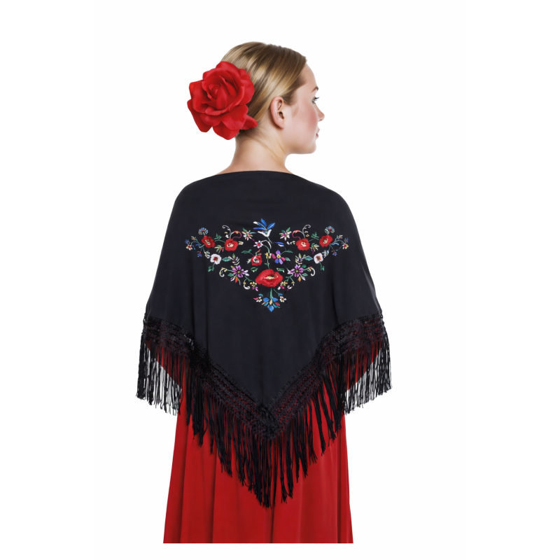 Mantón Bordado Pequeño Negro Infantil De Partilandia