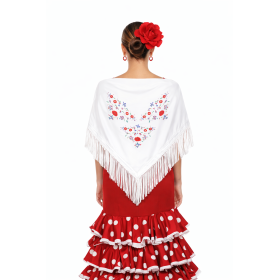 Mantón Bordado Grande Blanco De Partilandia