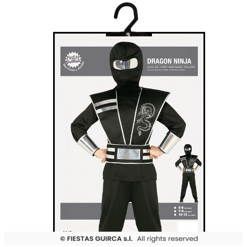 Disfraz Ninja Del Dragón Talla 7-9 Años