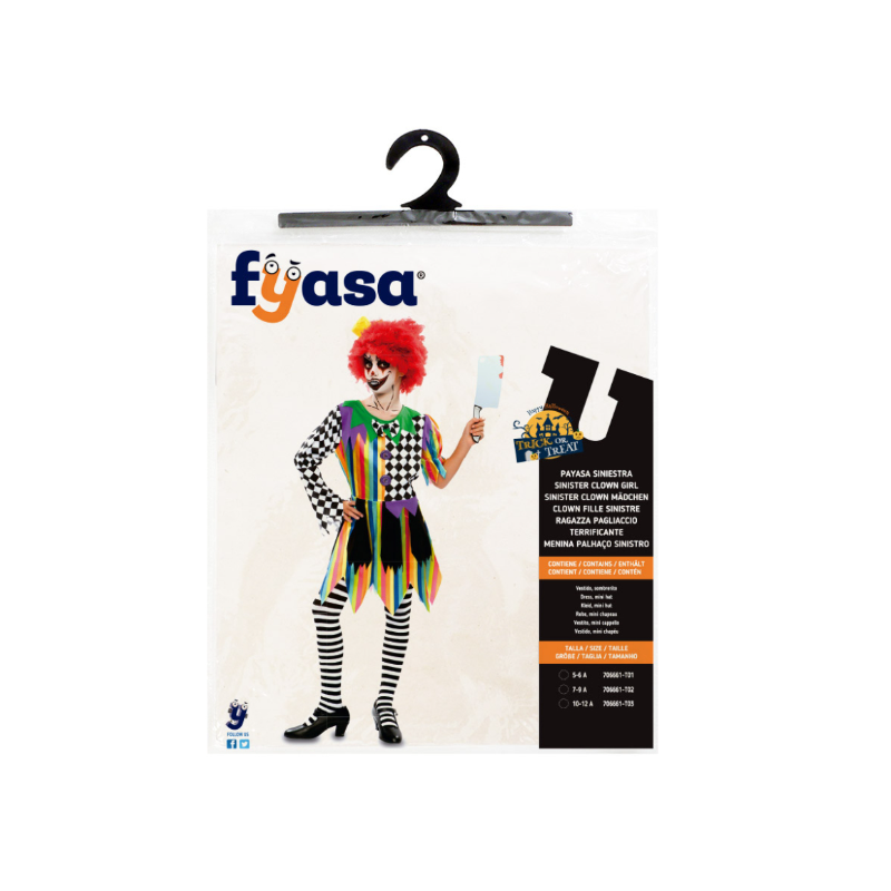 Disfraz Payasa Siniestra 5-6 Años