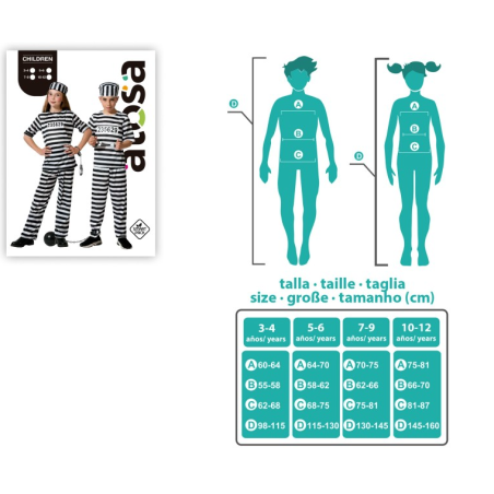 Disfraz Preso Infantil Talla 10-12 Años