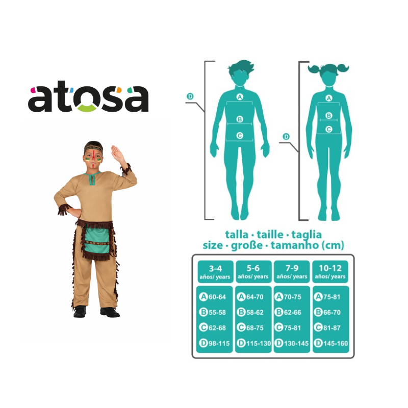 Disfraz Indio Tribal Infantil Talla 7-9 Años