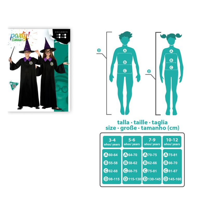 Disfraz Mago Hechicero Talla 10-12 Años