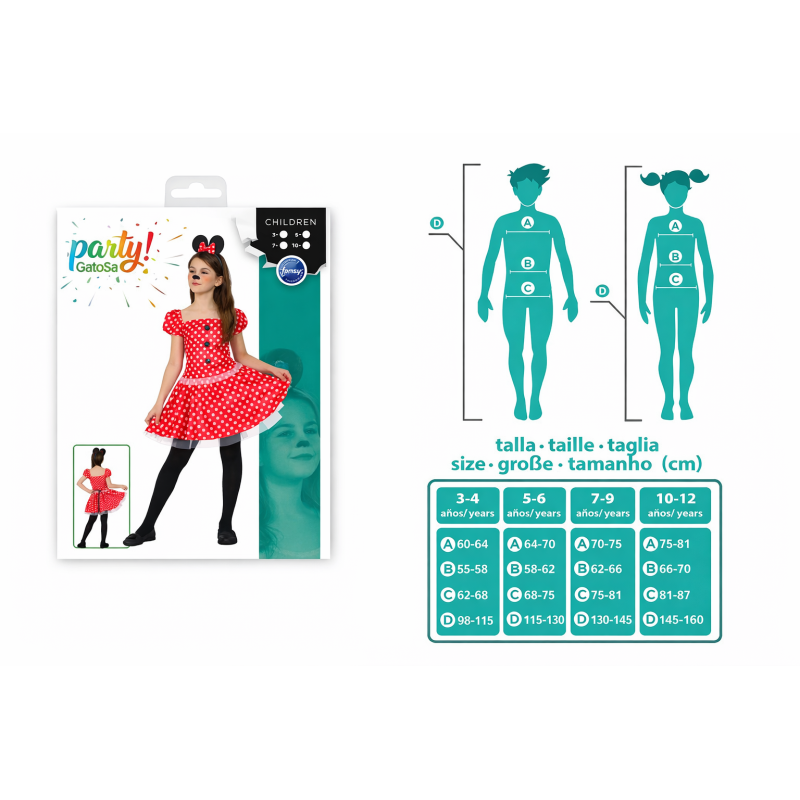 Disfraz Ratoncita De Lunares Talla 7-9 Años