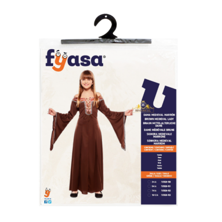 Disfraz Dama Medieval Marron 5-6 Años
