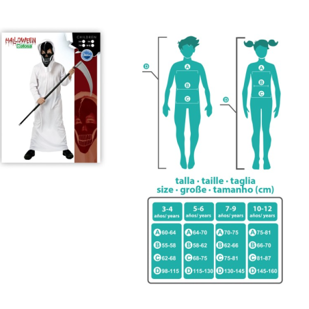 Disfraz Esqueleto De La Muerte Talla 3-4 Años