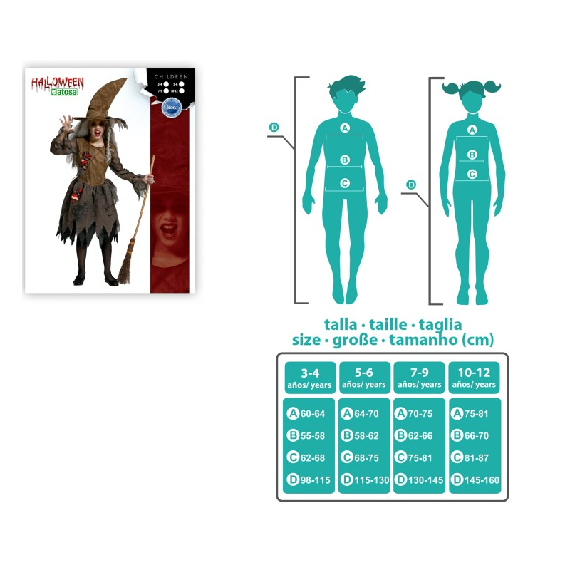 Disfraz Bruja Malvada Talla 3-4 Años