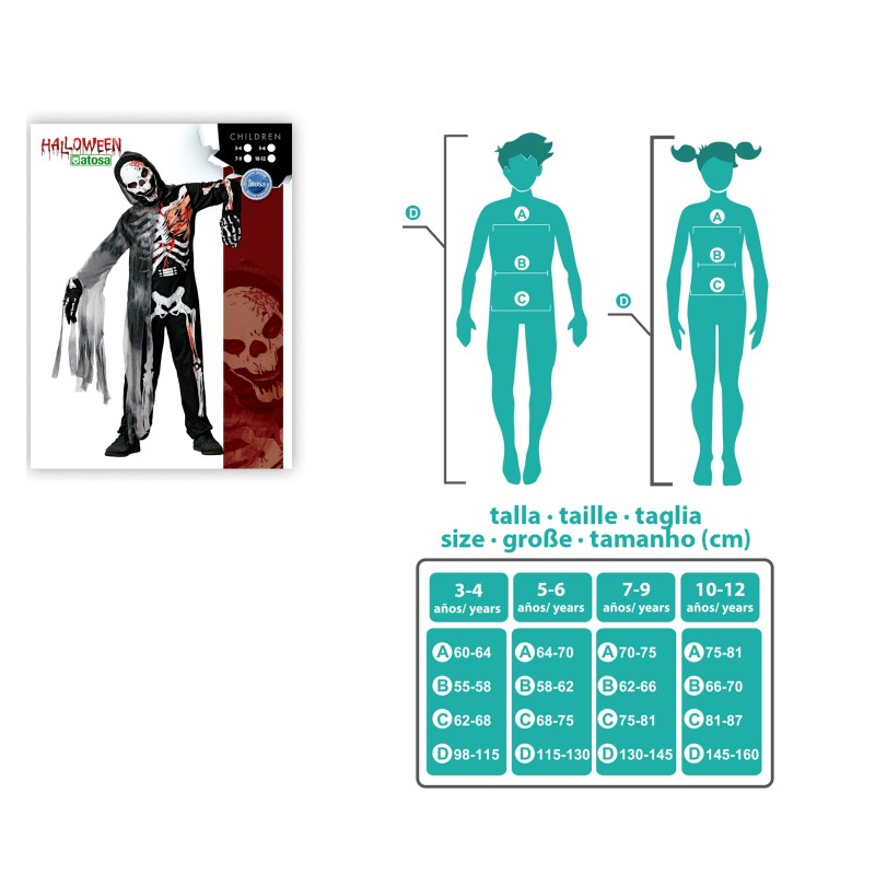 Disfraz Esqueleto Zombie Talla 3-4 Años
