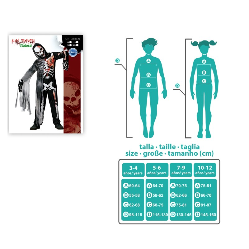 Disfraz Esqueleto Zombie Talla 5-6 Años