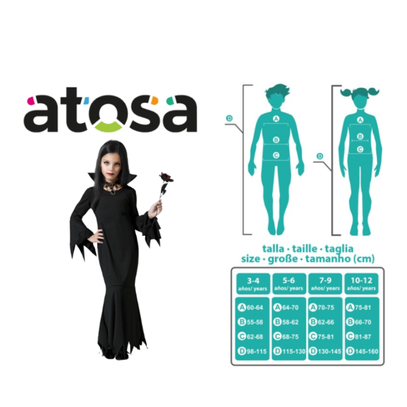 Disfraz Señorita Addams Talla 3-4 Años