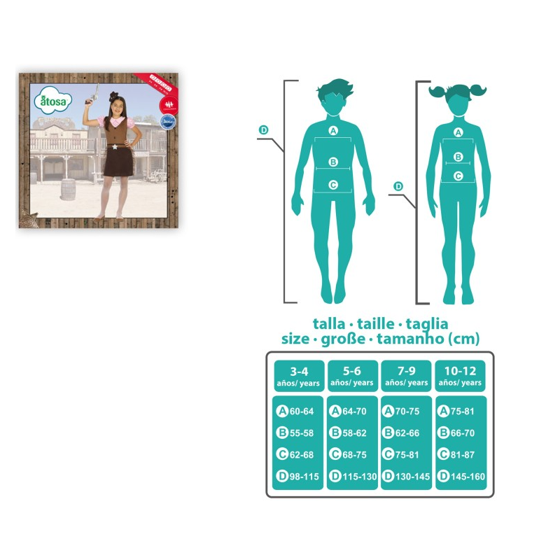 Disfraz Vaquera Del Oeste Talla 3-4 Años