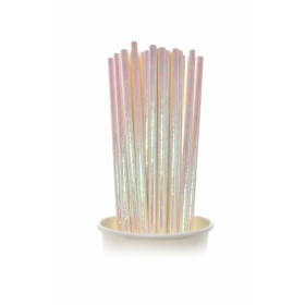 Pajitas Holográficas Rosa 12 Unidades