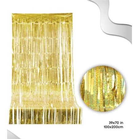 Cortina De Flecos 1x2 m Láser Oro