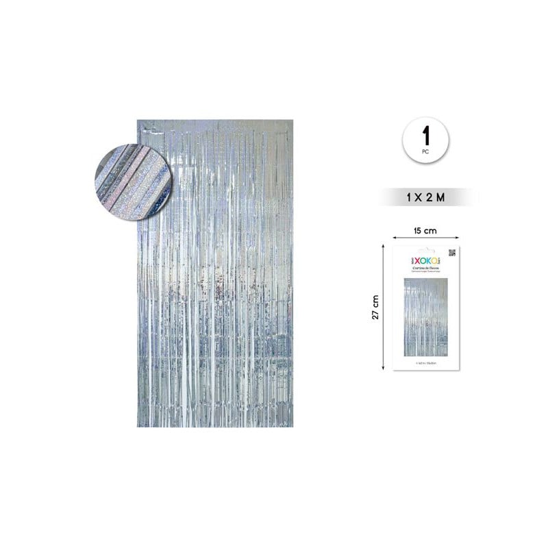 Cortina De Flecos 1x2 m Láser Plata