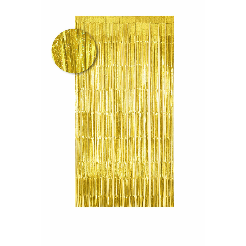 Cortina De Flecos 1x2 m Láser Oro