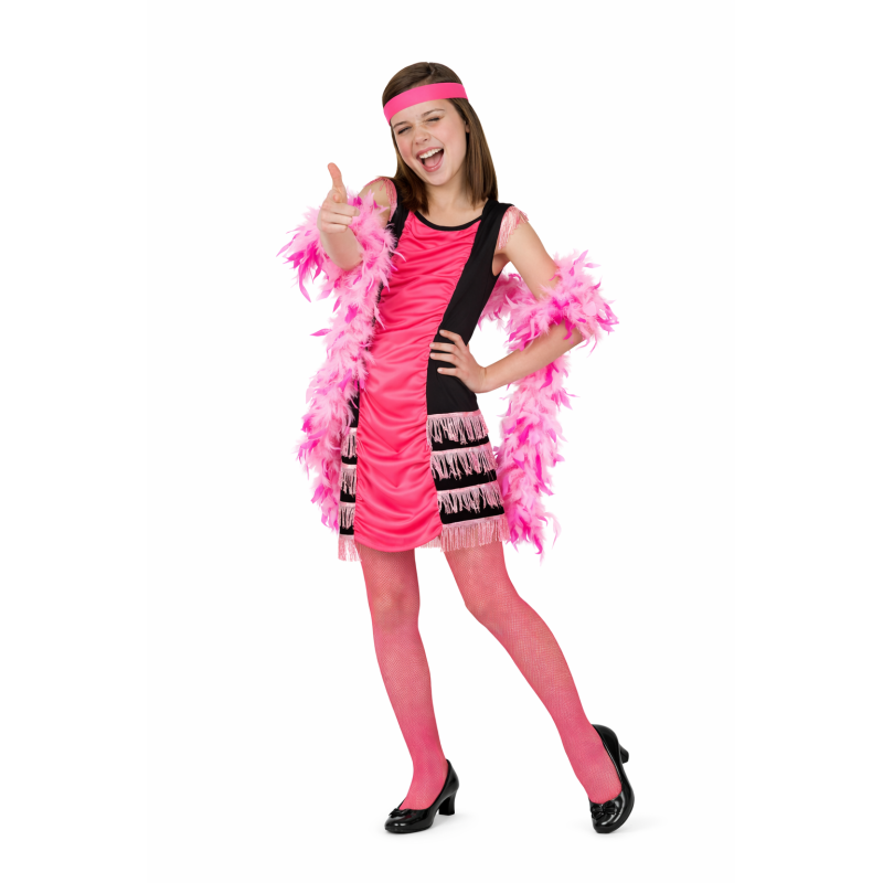 Disfraz De Cabaretera Rosa Infantil Talla 5-6 Años