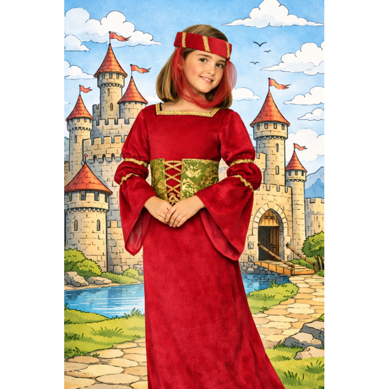 Disfraz Dama Medieval Del Reino Talla 5-6 Años