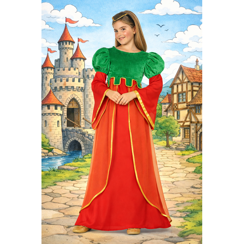 Disfraz Dama Medieval Del Castillo Encantado Talla 3-4 Años