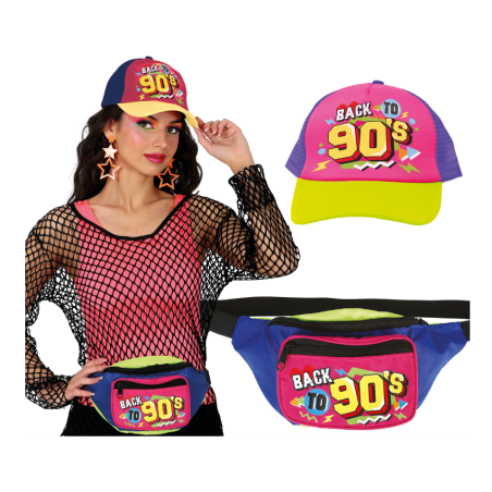 Set Accesorios Años 90 Gorra y Riñonera Neón