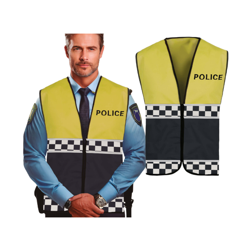 Chaleco Policía Amarillo Adulto.