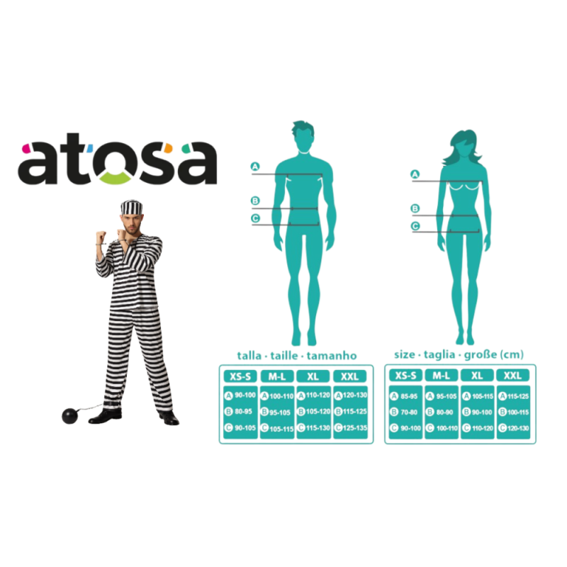 Disfraz Preso De Alta Seguridad Talla M-L