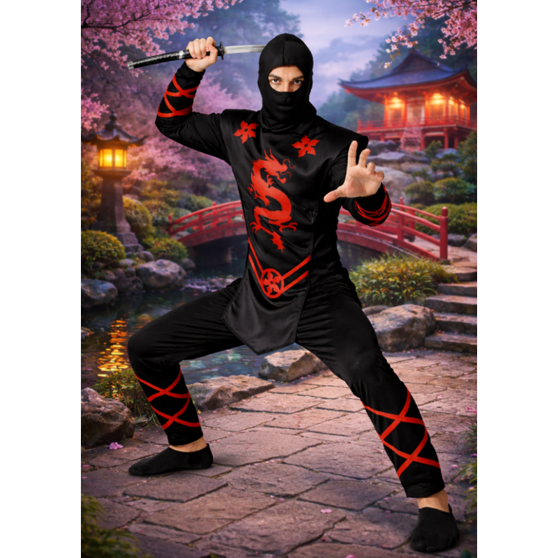 Disfraz Ninja Del Dragón Rojo Talla XS-S