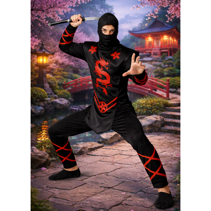 Disfraz Ninja Del Dragón Rojo Talla XL