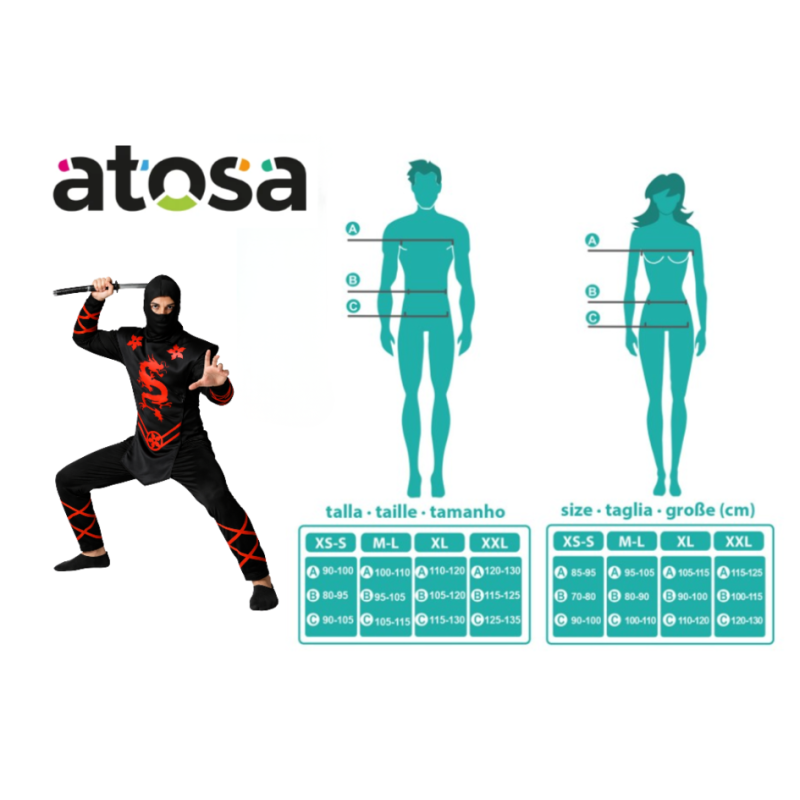 Disfraz Ninja Del Dragón Rojo Talla XS-S