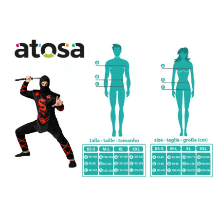 Disfraz Ninja Del Dragón Rojo Talla XS-S